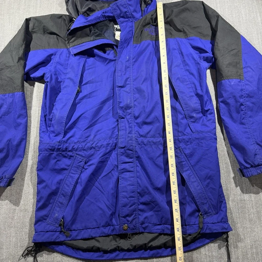 The North Face Jacket Mens Medium Blue Hooded Full Zip Nylon Rain Coat Outdoor